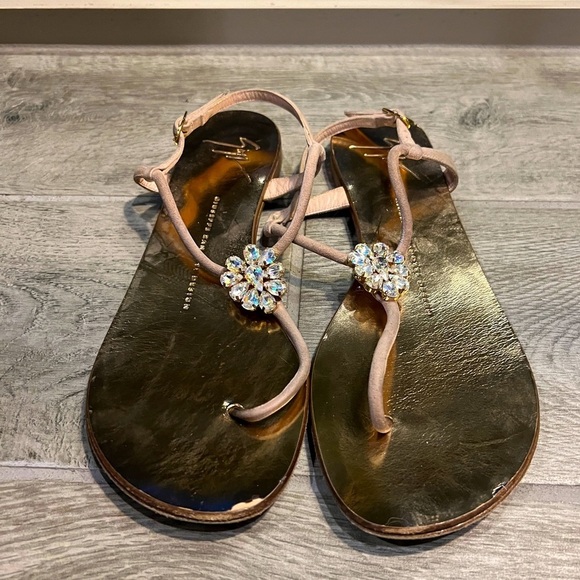 Giuseppe Zanotti jeweled thong sandals, rose gold color size 37 or size 6 - Picture 1 of 12